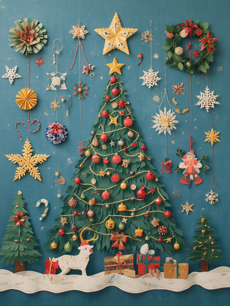 Christmas paper crafts wall