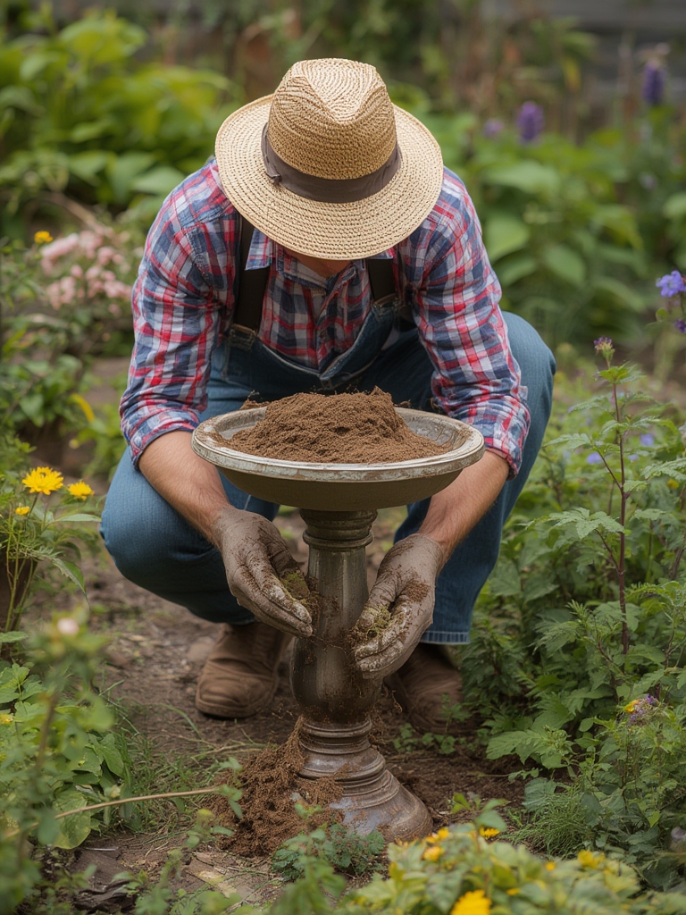 DIY bird bath construction steps
