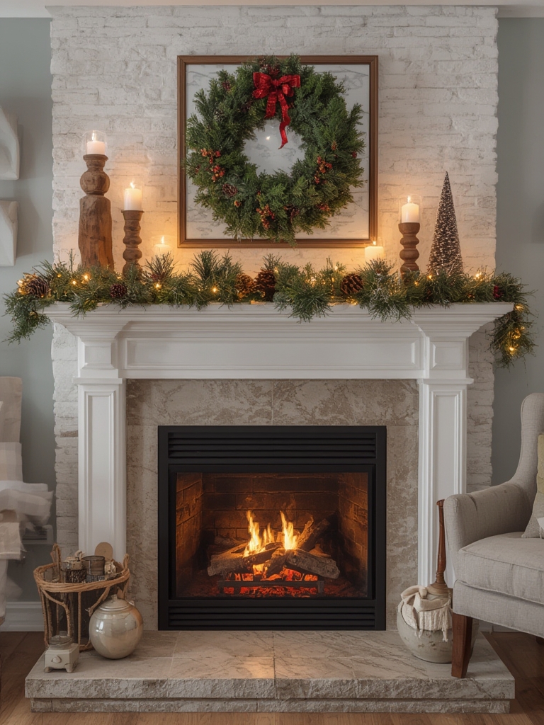 DIY holiday mantel decor