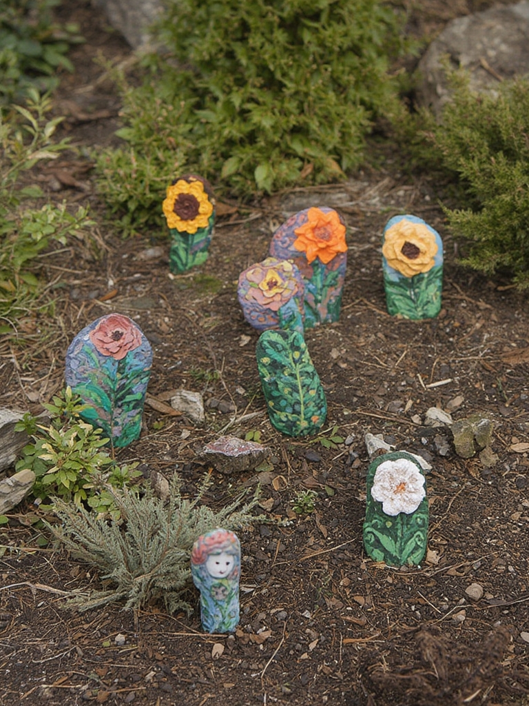 painted rock garden markers